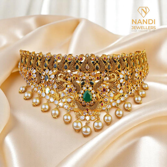 Modern Ethnic Fusion Gold Choker Necklace
