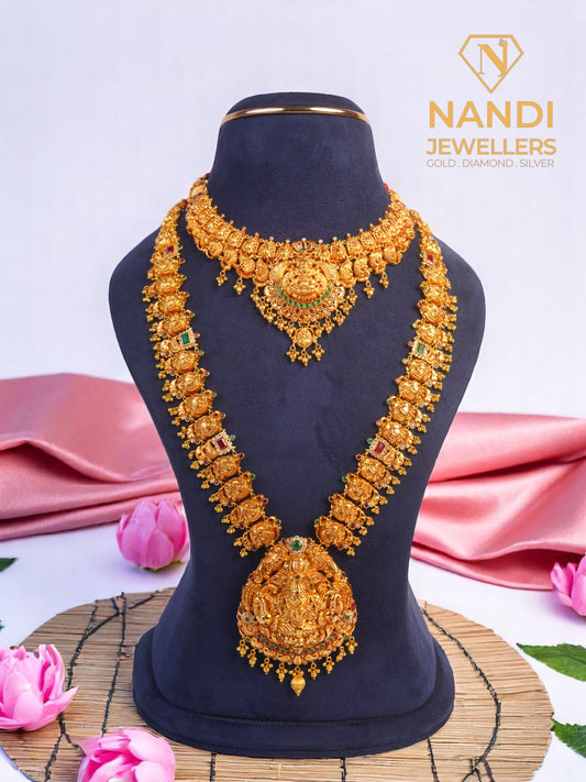 2-in-1 Gold Nakshi Bridal Jewellery Set