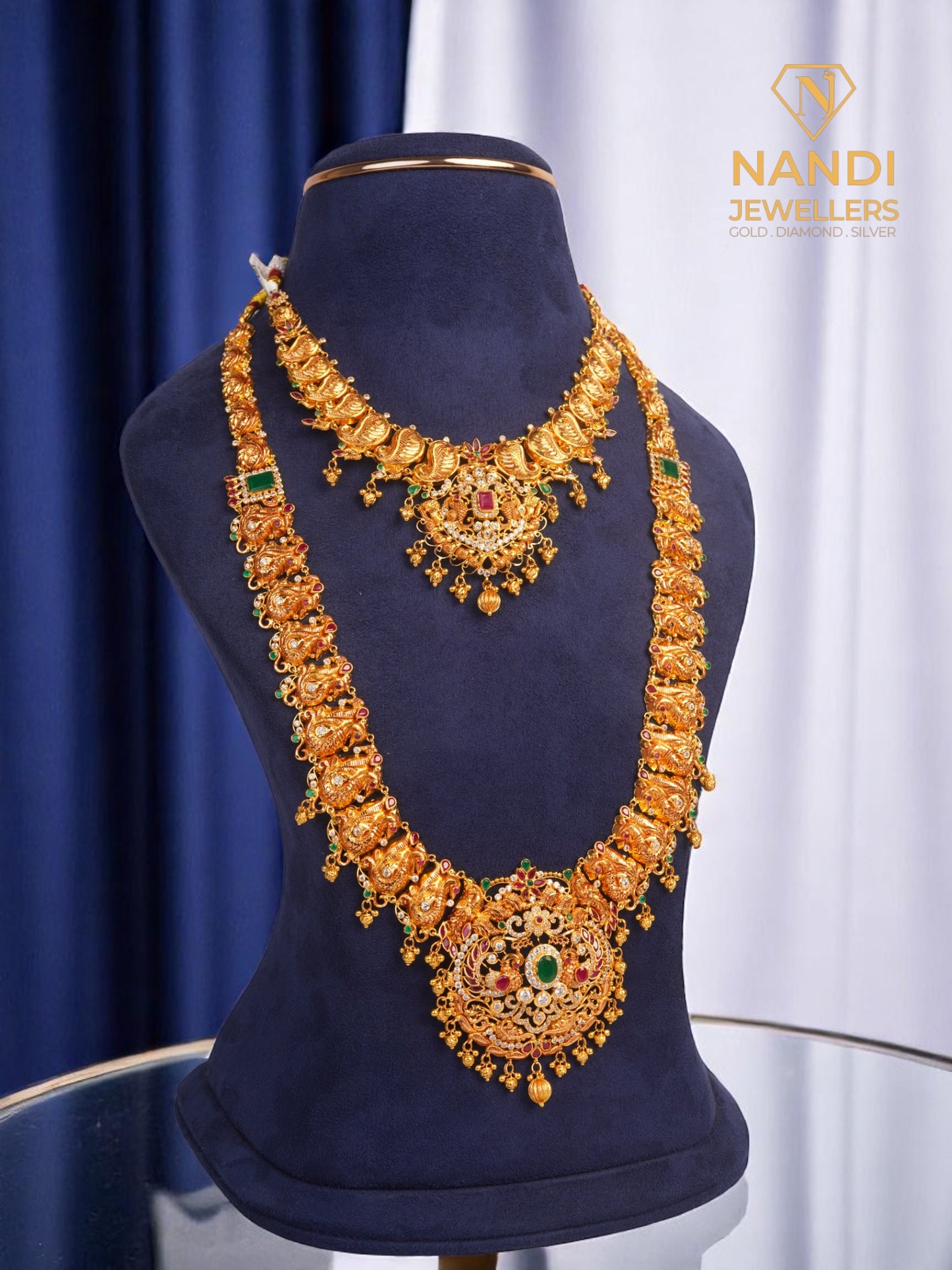 Gold Nakshi Pachi Fusion Bridal Jewellery Set