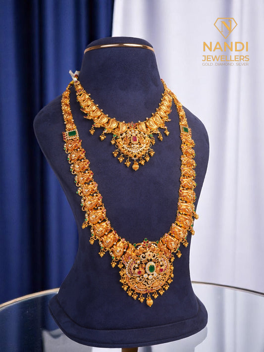 Gold Nakshi Pachi Fusion Bridal Jewellery Set