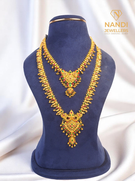 Traditional Telugu Heritage Gold Gundlumala Bridal Set