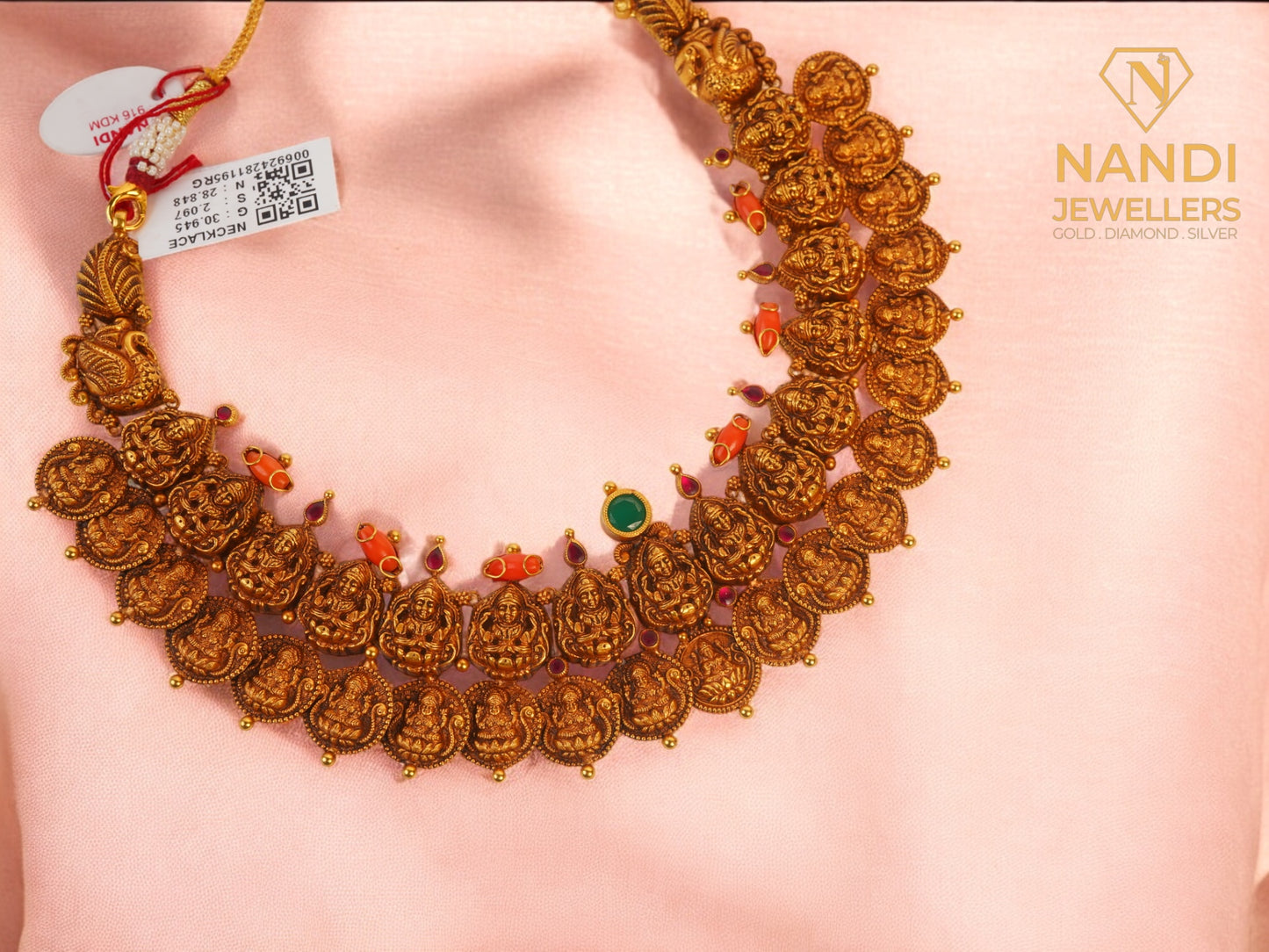 Gold Lightweight Nakshi Antique Kasu Bridal Jewellery Set