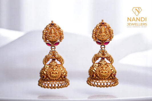 Gold Antique Nakshi Laxmi Jhumkas