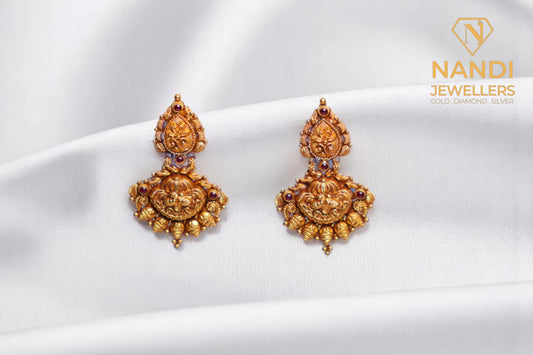 Antique Floral Gold Nakshi Chandbali