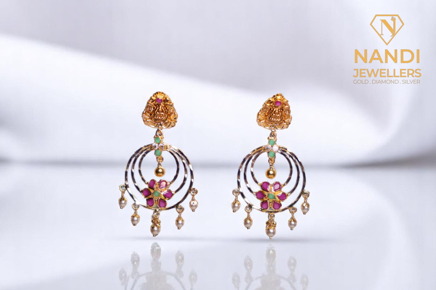 Classy Ruby Gold Laxmi Chandbali