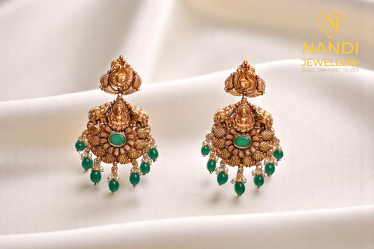 Antique Temple Gold Laxmi Devi Chandbali