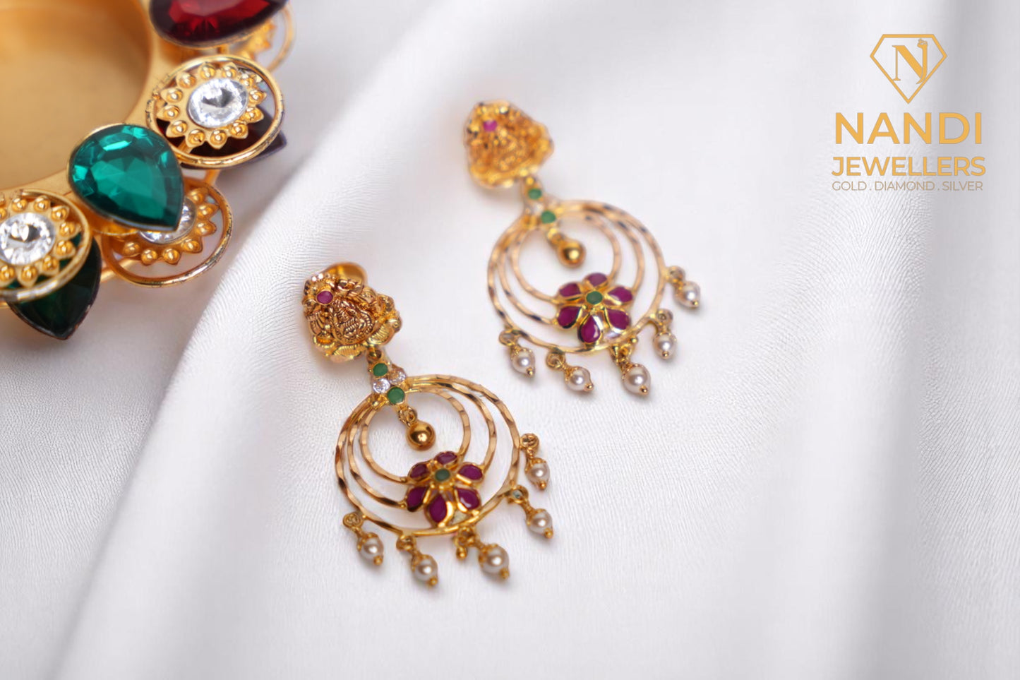 Classy Ruby Gold Laxmi Chandbali