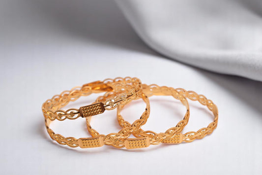 Flamboyant CNC  Gold Bangles