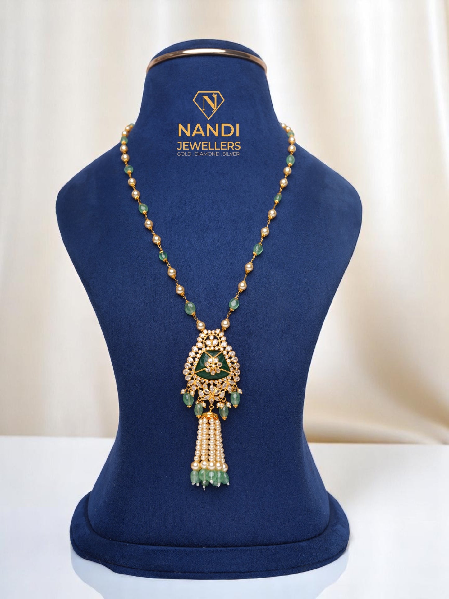 SINGLE LINE BEADS LONG NECKLACE