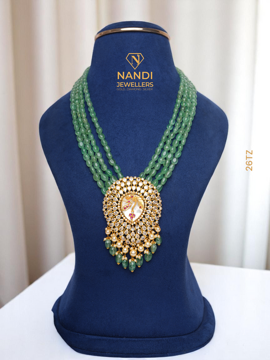 EMERALD BEADS  LONG NECKLACE