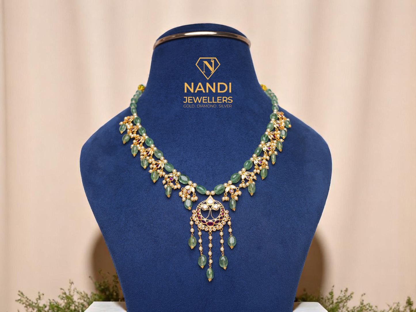 GOLD MIX  BEADS SHORT NECKLACE