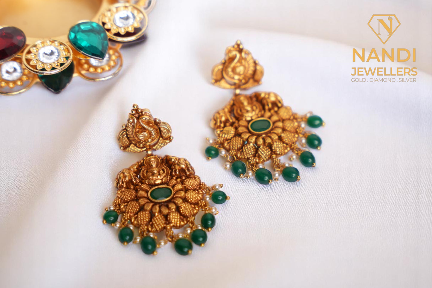Antique Temple Gold Laxmi Devi Chandbali